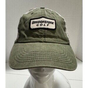 Bridgestone retro adjustable golf hat vintage-washed green Mesh Back New